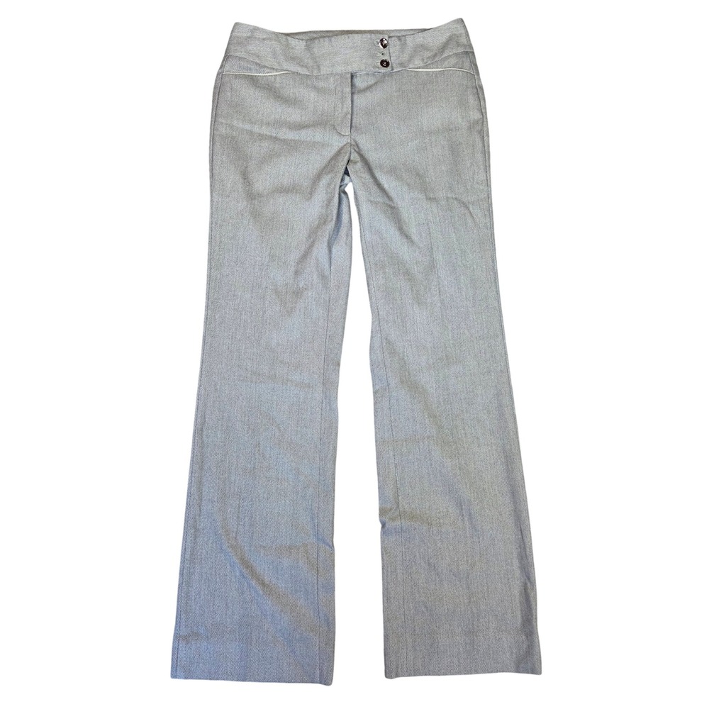 White House Black Market Legacy Bootcut Gray Herringbone Dress Pants 4R Y2k